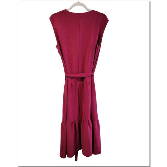 🆕 Liz Claiborne Midi Dress Madrid Rose Red NWT Reetail $69 - Picture 2 of 13